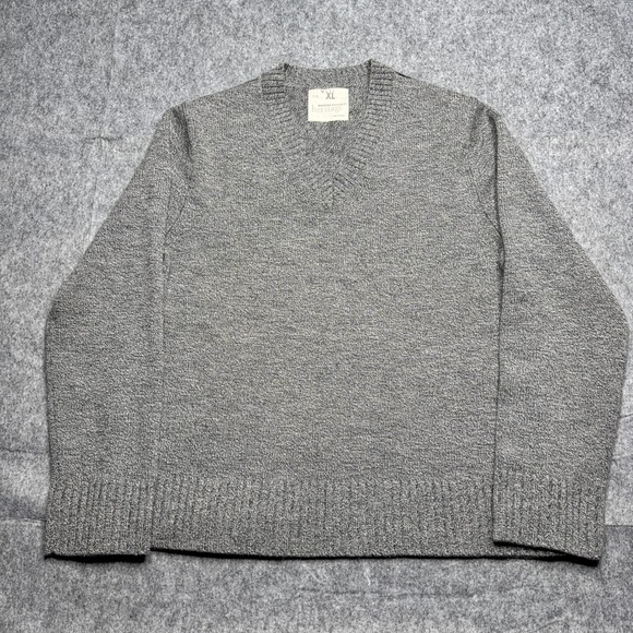 Banana Republic Heritage 100% Wool V-Neck‎ Sweater Pullover Knitwear Gray XL - Picture 1 of 7